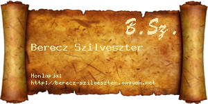 Berecz Szilveszter névjegykártya